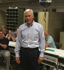 Dwight pictured with his new Kayak at the Industrial Kinetics Retirement party